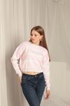 Knitwear Fabric Striped Women's Pink Sweater