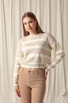 Knitwear Fabric Striped Women's Stone Sweater