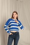 Knitwear Fabric Striped Women's Royal Sweater