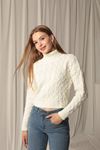 Knitwear Fabric Knit Detailed Women's Ecru Sweater