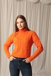 Knitwear Fabric Knit Detailed Women's Orange Sweater