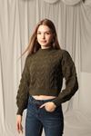 Knitwear Fabric Knit Detail Women's Khaki Sweater