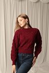 Women's Burgundy Sweater with Knitwear Fabric Knit Detail