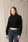 Knitwear Fabric Knit Detailed Women's Black Sweater