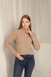 Knitwear Fabric Knit Detailed Women's Mink Sweater