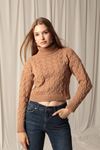 Knitwear Fabric Knit Detailed Women's Camel Sweater