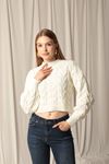 Knitwear Fabric Knit Detailed Women's Ecru Sweater