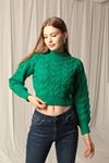 Knitwear Fabric Knit Detailed Women's Green Sweater