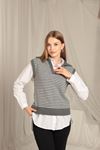 Knitwear Fabric Striped Women's Crop Anthracite Sweater