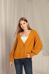 Women's Mustard Cardigan with Knitwear Fabric Knit Detail