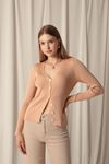 Knitwear Fabric Buttoned Women's Camel Cardigan