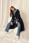 Torino Fabric Women's Navy Blue Trench Coat