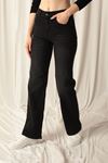 Denim Fabric Wide Leg Women's Black Trousers