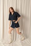 Denim Fabric Women Navy Blue Skirt Shorts