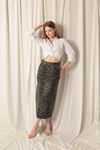 Denim Fabric Leopard Pattern Skirt