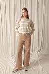 Denim Fabric Wide Leg Jeans Beige Trousers