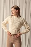 Knitwear Fabric Knit Detailed Women's Stone Sweater