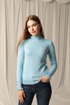 Knitwear Fabric Patterned Buttoned Sleeve Women's Baby Blue Blouse