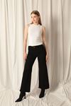 Denim Fabric Leg Tassel Casual Women's Black Trousers