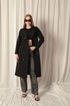 Torino Fabric Liquid Proof Maxi Length Women's Black Trench Coat