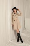 Torino Fabric Cardigan Stitched Women's Stone Trench Coat