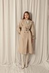 Torino Fabric Embroidered Women's Stone Trench Coat