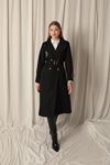 Torino Fabric Embroidered Women's Black Trench Coat