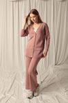 Knitwear Fabric Plain Cardigan Women's Dusty Rose Suit