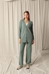 Knitwear Fabric Plain Cardigan Women's Mint Suit