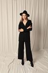 Knitwear Fabric Plain Cardigan Women's Black Suit