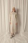 Knit Fabric Turtleneck Striped Stone Dress