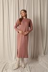 Knit Fabric Turtleneck Rose Dress