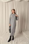 Knit Fabric Turtleneck Grey Dress