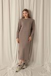 Knitwear Fabric Turtleneck Mink Dress