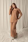 Knitted Fabric Corduroy Women's Tan Suit