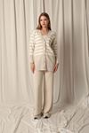 Knitwear Fabric Striped Women's Cardigan Stone Set