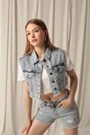 Denim Fabric Light Blue Women's Vest