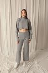 Knitted Fabric Finger Slot Women's Gray Suit