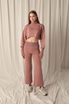 Knit Fabric Finger-Slotted Plain Women's Dusty Rose Suit