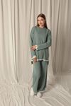 Knitwear Fabric Thick Striped Women's Mint Suit