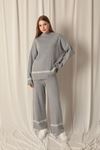 Knitwear Fabric Thin Striped Women's Gray Suit