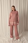 Knitwear Fabric Thin Striped Women's Rose Dusty Suit