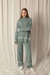 Knitwear Fabric Women's Thin Striped Women's Mint Suit