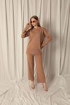 Knitted Fabric Plain Women's Camel Suit