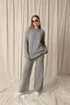 Knitted Fabric Plain Women's Gray Suit