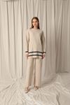 Knitwear Fabric Ethnic Striped Women's Stone Suit