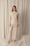 Knitwear Fabric Striped Women's Stone Suit