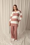 Knitwear Fabric Striped Women's Dusty Rose Suit