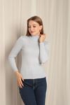 Knitwear Fabric Turtleneck Women's Baby Blue Blouse