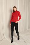 Knitwear Fabric Turtleneck Women's Red Blouse